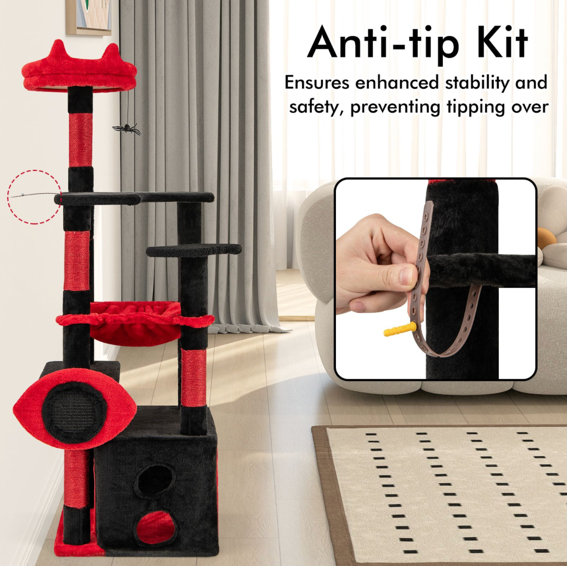 Gothic Cat Tree Large Cat Tower with Plush Perch