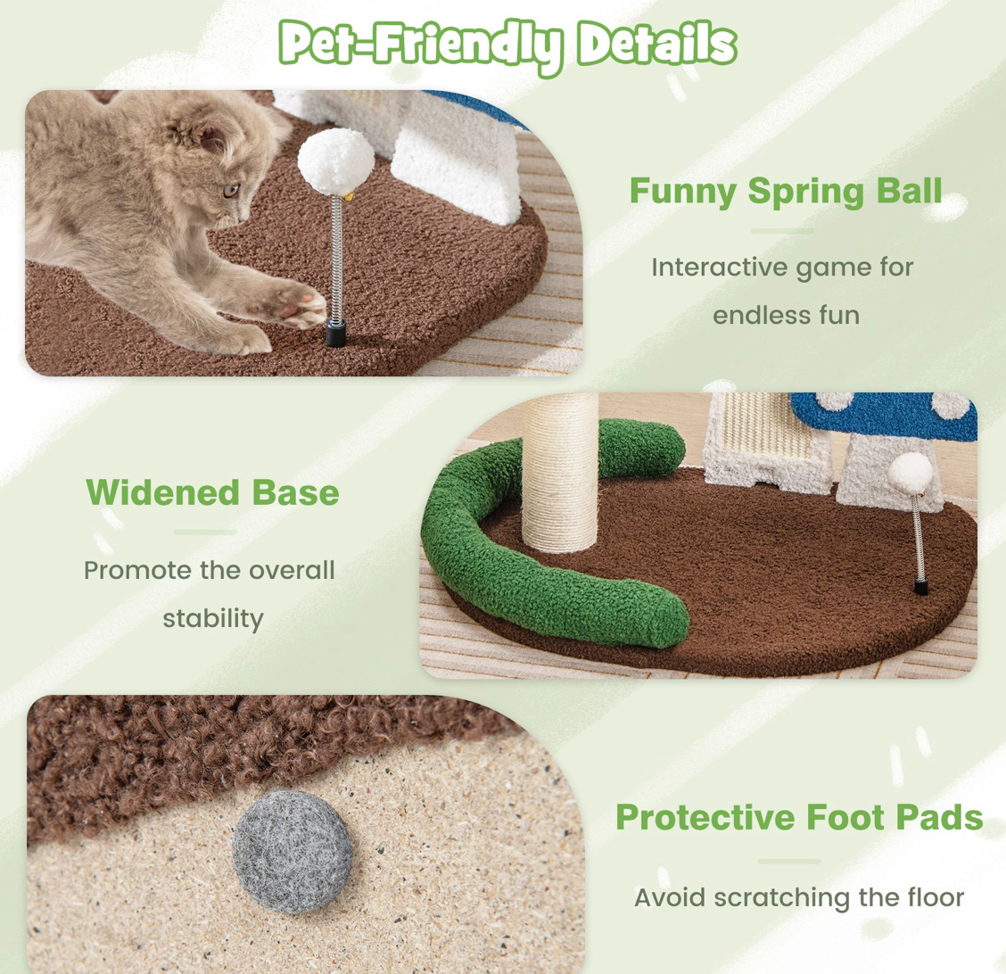 4-In-1 Cat Tree with Condo and Platform with Full-Wrapped Sisal Post