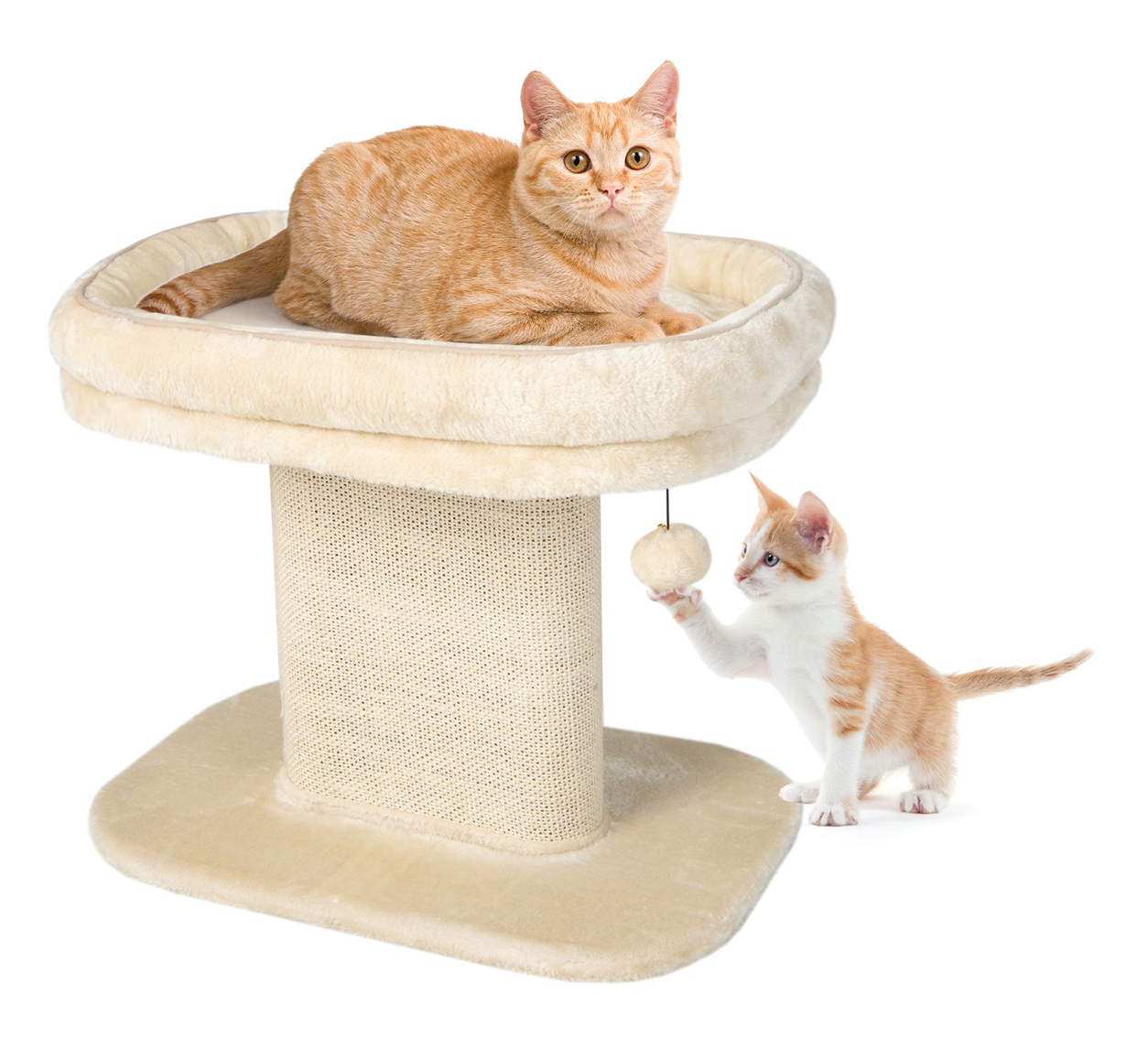 2-Tier Cat Tree with Sleeping Perch Sisal Scratching Plate and Ball