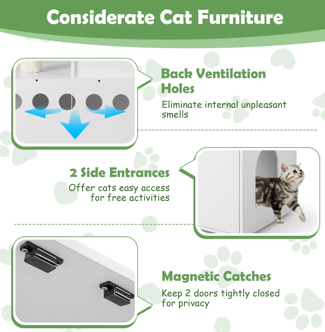 Cat Litter Box Enclosure with Cat Tree and Kitty Condo