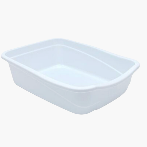 Medium White Cat Litter Tray – GCCF Compliant, Durable Plastic, Easy to Clean