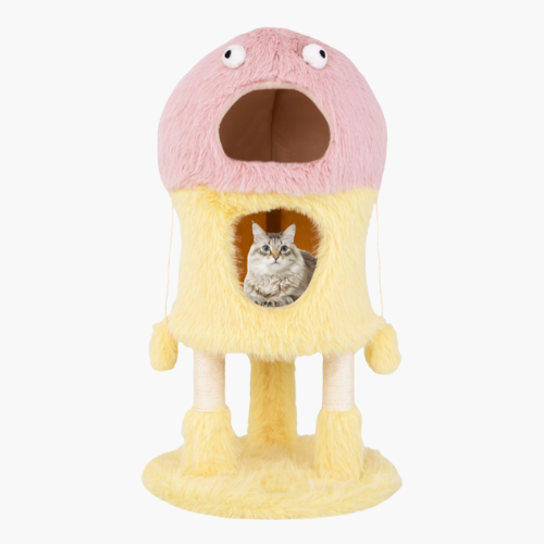 Cute Monster-Themed Cat Tower with 2 Private Condos