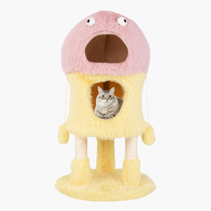Cute Monster-Themed Cat Tower with 2 Private Condos
