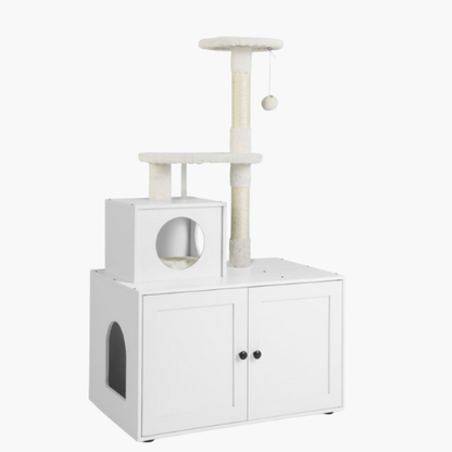 Cat Litter Box Enclosure with Cat Tree and Kitty Condo