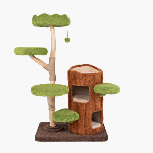 Multi-level Cat Tree Tree Hole Designed Cat Tower with Double Decker Cat House