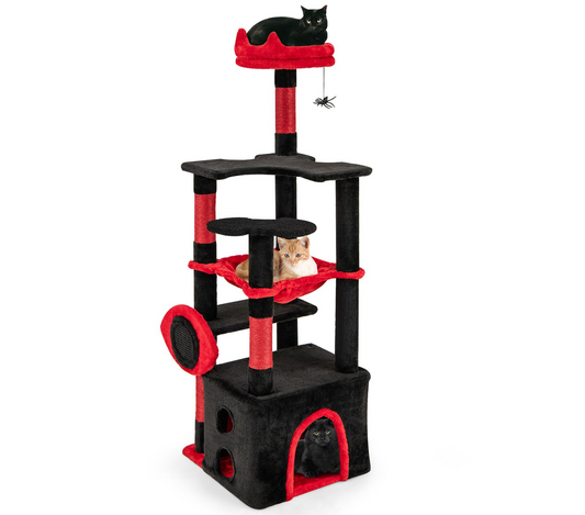 Gothic Cat Tree Large Cat Tower with Plush Perch