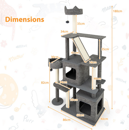 Tall Cat Tree Multi-Level Large Cat Tower with Scratching Posts