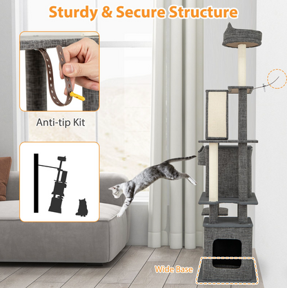 Tall Cat Tree Multi-Level Large Cat Tower with Scratching Posts