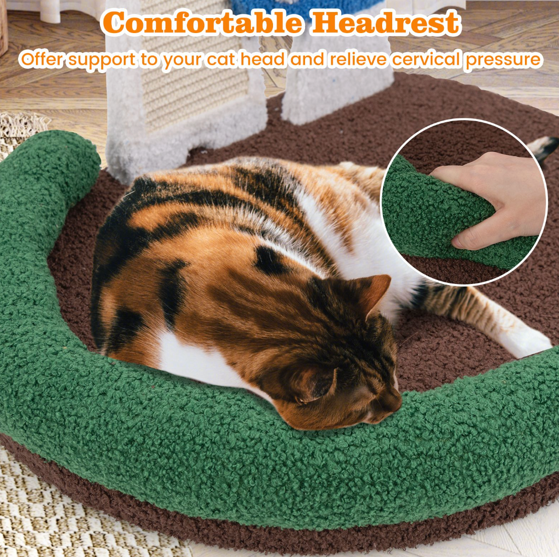 Mushroom Cat Bed with Wide Large Platform and Sisal Scratching Panel