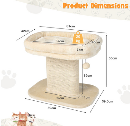 2-Tier Cat Tree with Sleeping Perch Sisal Scratching Plate and Ball