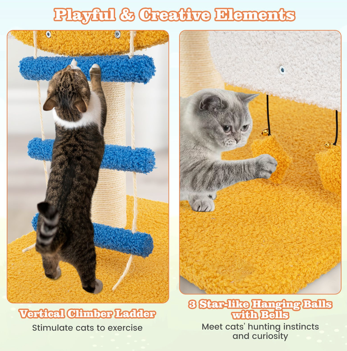 Aviation-themed Cat Tree for Indoor Cats with Helicopter Top Perch