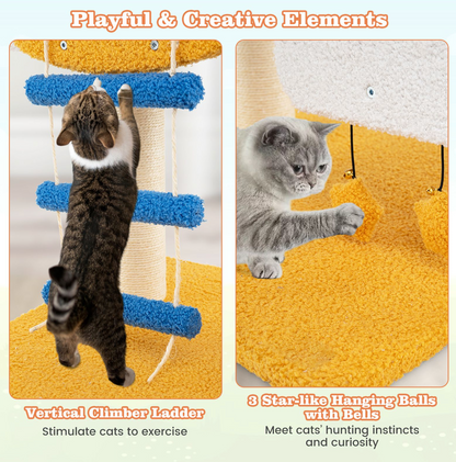 Aviation-themed Cat Tree for Indoor Cats with Helicopter Top Perch