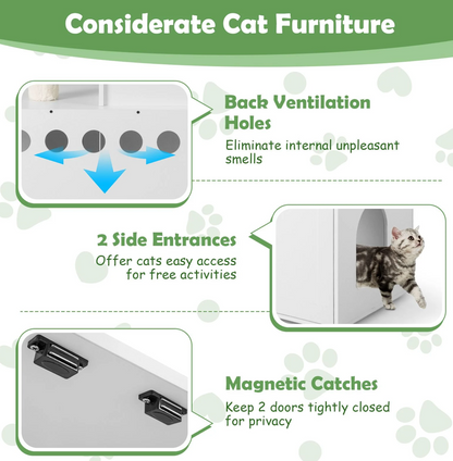 Cat Litter Box Enclosure with Cat Tree and Kitty Condo