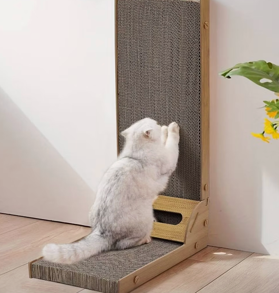 Large L-Shape Cat Scratch Pad with Ball – Interactive Scratching & Play Toy for Cats & Kittens